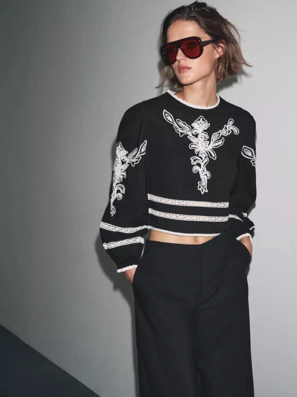 ZW Zara Collection Embroidered Blouse